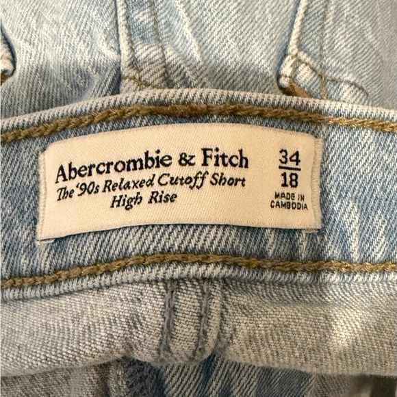 Abercrombie 90’s Relaxed Cut Off Jean Denim Shorts High Rise Medium Wash 34 - Picture 6 of 6